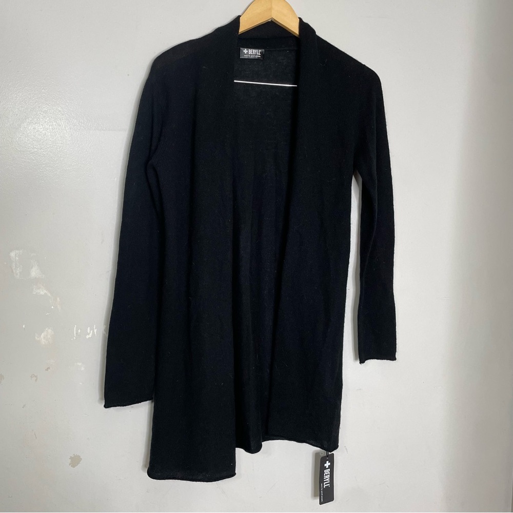 +BERYLL‎ Black Cashmere Open Front Cardigan OS